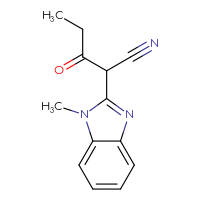 Chemical structure of 2-(1-methyl-1H-1,3-benzodiazol-2-yl)-3-oxopentanenitrile - CSSS00103374355