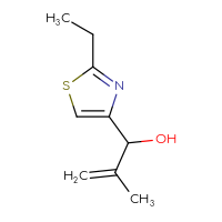 Chemical structure of 1-(2-ethyl-1,3-thiazol-4-yl)-2-methylprop-2-en-1-ol - CSSB00015993072