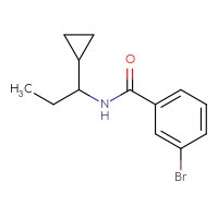Chemical structure of 3-bromo-N-(1-cyclopropylpropyl)benzamide - CSSB00019404890