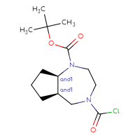 Chemical structure of rac-tert-butyl (5aR,8aR)-4-(carbonochloridoyl)-decahydrocyclopenta[e][1,4]diazepine-1-carboxylate - CSSB21291564357