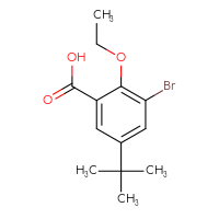 Chemical structure of 3-bromo-5-tert-butyl-2-ethoxybenzoic acid - CSSB06835378359