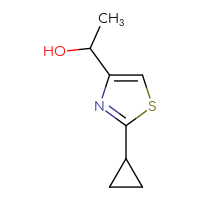 Chemical structure of 1-(2-cyclopropyl-1,3-thiazol-4-yl)ethan-1-ol - CSSB00012101179