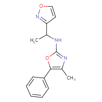Chemical structure of 4-methyl-N-[1-(1,2-oxazol-3-yl)ethyl]-5-phenyl-1,3-oxazol-2-amine - CSSB15170988022