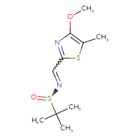 Chemical structure of (R)-N-[(4-methoxy-5-methyl-1,3-thiazol-2-yl)methylidene]-2-methylpropane-2-sulfinamide - CSSB20685411588