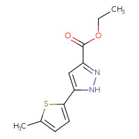 Chemical structure of ethyl 5-(5-methylthiophen-2-yl)-1H-pyrazole-3-carboxylate - CSSB01994036503