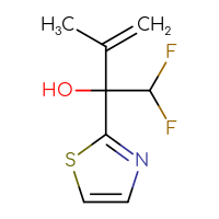 Chemical structure of 1,1-difluoro-3-methyl-2-(1,3-thiazol-2-yl)but-3-en-2-ol - CSSB21246281874