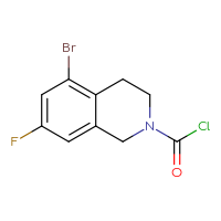 Chemical structure of 5-bromo-7-fluoro-1,2,3,4-tetrahydroisoquinoline-2-carbonyl chloride - CSSB15004700953