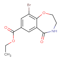 Chemical structure of ethyl 9-bromo-5-oxo-2,3,4,5-tetrahydro-1,4-benzoxazepine-7-carboxylate - CSSB01377023410