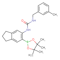 Chemical structure of 1-[(3-methylphenyl)methyl]-3-[6-(4,4,5,5-tetramethyl-1,3,2-dioxaborolan-2-yl)-2,3-dihydro-1H-inden-5-yl]urea - CSSB21332144526
