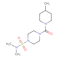 Chemical structure of N,N-dimethyl-4-(4-methylpiperidine-1-carbonyl)piperazine-1-sulfonamide - CSSB00046155832