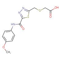 Chemical structure of 2-[({5-[(4-methoxyphenyl)carbamoyl]-1,3,4-thiadiazol-2-yl}methyl)sulfanyl]acetic acid - CSSB00020596339