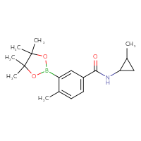 Chemical structure of 4-methyl-N-(2-methylcyclopropyl)-3-(4,4,5,5-tetramethyl-1,3,2-dioxaborolan-2-yl)benzamide - CSSB00779166373