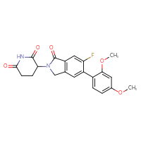 Chemical structure of 3-[5-(2,4-dimethoxyphenyl)-6-fluoro-1-oxo-2,3-dihydro-1H-isoindol-2-yl]piperidine-2,6-dione - CSSB21531607635