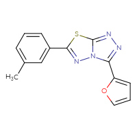 Chemical structure of 3-(furan-2-yl)-6-(3-methylphenyl)-[1,2,4]triazolo[3,4-b][1,3,4]thiadiazole - CSSB00121637357