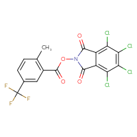 Chemical structure of 4,5,6,7-tetrachloro-1,3-dioxo-2,3-dihydro-1H-isoindol-2-yl 2-methyl-5-(trifluoromethyl)benzoate - CSSB20270856059