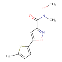 Chemical structure of N-methoxy-N-methyl-5-(5-methylthiophen-2-yl)-1,2-oxazole-3-carboxamide - CSSB15033579237