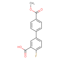Chemical structure of 4-fluoro-4'-(methoxycarbonyl)-[1,1'-biphenyl]-3-carboxylic acid - CSSB00103154623