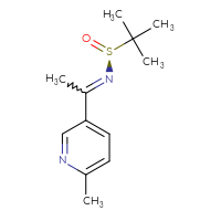 Chemical structure of (S)-2-methyl-N-[1-(6-methylpyridin-3-yl)ethylidene]propane-2-sulfinamide - CSSB02141330888