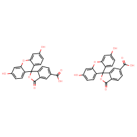 Chemical structure of 3',6'-dihydroxy-3-oxo-3H-spiro[2-benzofuran-1,9'-xanthene]-5-carboxylic acid; 3',6'-dihydroxy-3-oxo-3H-spiro[2-benzofuran-1,9'-xanthene]-6-carboxylic acid - CSSB00161189509