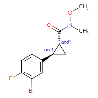 Chemical structure of rac-(1R,2R)-2-(3-bromo-4-fluorophenyl)-N-methoxy-N-methylcyclopropane-1-carboxamide - CSSB21291563334