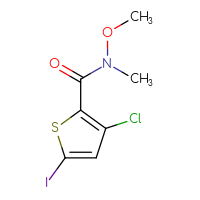 Chemical structure of 3-chloro-5-iodo-N-methoxy-N-methylthiophene-2-carboxamide - CSSB06854269190