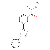 Chemical structure of N-methoxy-N-methyl-3-(5-phenyl-1,3,4-oxadiazol-2-yl)benzamide - CSSB11706802120
