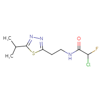 Chemical structure of 2-chloro-2-fluoro-N-{2-[5-(propan-2-yl)-1,3,4-thiadiazol-2-yl]ethyl}acetamide - CSSB21332169935