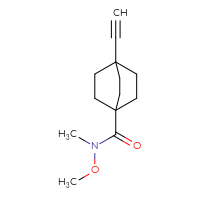 Chemical structure of 4-ethynyl-N-methoxy-N-methylbicyclo[2.2.2]octane-1-carboxamide - CSSB01395047563