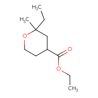 Chemical structure of ethyl 2-ethyl-2-methyloxane-4-carboxylate - CSSB06793876151