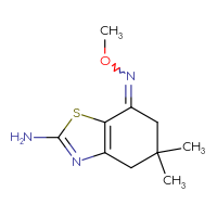 Chemical structure of 7-(methoxyimino)-5,5-dimethyl-4,5,6,7-tetrahydro-1,3-benzothiazol-2-amine - CSSB00016714670