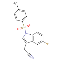 Chemical structure of 2-[5-fluoro-1-(4-methylbenzenesulfonyl)-1H-indol-3-yl]acetonitrile - CSSB21332177067