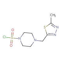 Chemical structure of 4-[(5-methyl-1,3,4-thiadiazol-2-yl)methyl]piperazine-1-sulfonyl chloride - CSSB21224772556