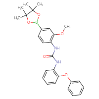 Chemical structure of 3-[2-methoxy-4-(4,4,5,5-tetramethyl-1,3,2-dioxaborolan-2-yl)phenyl]-1-(2-phenoxyphenyl)urea - CSSB21332085876