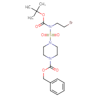 Chemical structure of benzyl 4-{[(2-bromoethyl)[(tert-butoxy)carbonyl]amino]sulfonyl}piperazine-1-carboxylate - CSSB00010219364