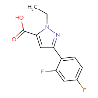 Chemical structure of 3-(2,4-difluorophenyl)-1-ethyl-1H-pyrazole-5-carboxylic acid - CSSB00159245413