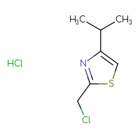 Chemical structure of 2-(chloromethyl)-4-(propan-2-yl)-1,3-thiazole hydrochloride - CSSB21285254438