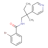 Chemical structure of 2-bromo-N-[2-methyl-2-(pyridin-4-yl)butyl]benzamide - CSSB07086334947