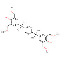 Chemical structure of 4-[2-(4-{2-[4-hydroxy-3,5-bis(methoxymethyl)phenyl]propan-2-yl}phenyl)propan-2-yl]-2,6-bis(methoxymethyl)phenol - CSSB14863684467