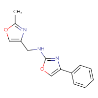 Chemical structure of N-[(2-methyl-1,3-oxazol-4-yl)methyl]-4-phenyl-1,3-oxazol-2-amine - CSSB15087970569