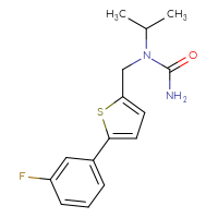 Chemical structure of 1-{[5-(3-fluorophenyl)thiophen-2-yl]methyl}-1-(propan-2-yl)urea - CSSB00080348074