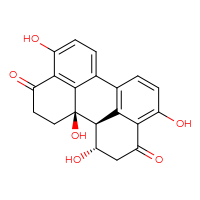 Chemical structure of (1S,12aR,12bS)-1,4,9,12a-tetrahydroxy-1,2,3,10,11,12,12a,12b-octahydroperylene-3,10-dione - CSSB00159278340