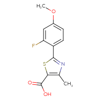 Chemical structure of 2-(2-fluoro-4-methoxyphenyl)-4-methyl-1,3-thiazole-5-carboxylic acid - CSSB00000724234