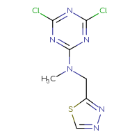 Chemical structure of 4,6-dichloro-N-methyl-N-[(1,3,4-thiadiazol-2-yl)methyl]-1,3,5-triazin-2-amine - CSSB02519336660