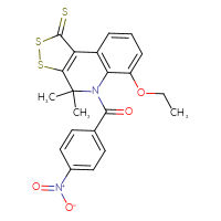 Chemical structure of 6-ethoxy-4,4-dimethyl-5-(4-nitrobenzoyl)-1H,4H,5H-[1,2]dithiolo[3,4-c]quinoline-1-thione - CSSB00121703370