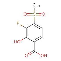 Chemical structure of 3-fluoro-2-hydroxy-4-methanesulfonylbenzoic acid - CSSB00021303805
