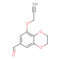 Chemical structure of 8-(prop-2-yn-1-yloxy)-2,3-dihydro-1,4-benzodioxine-6-carbaldehyde - CSSB14910318177