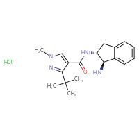 Chemical structure of N-[(1R,2R)-1-amino-2,3-dihydro-1H-inden-2-yl]-3-tert-butyl-1-methyl-1H-pyrazole-4-carboxamide hydrochloride - CSSB00161161738