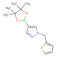 Chemical structure of 4-(4,4,5,5-tetramethyl-1,3,2-dioxaborolan-2-yl)-1-[(thiophen-2-yl)methyl]-1H-pyrazole - CSSB00010198493