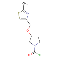 Chemical structure of 3-[(2-methyl-1,3-thiazol-4-yl)methoxy]pyrrolidine-1-carbonyl chloride - CSSB14959847411