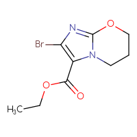 Chemical structure of ethyl 2-bromo-5H,6H,7H-imidazo[2,1-b][1,3]oxazine-3-carboxylate - CSSB03555151309